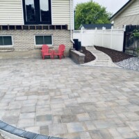 backyard stone patio that was put in by Valley Vista Scapes