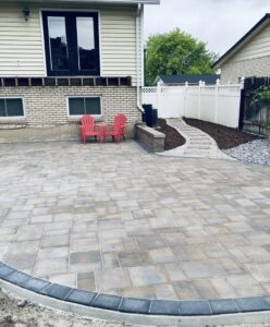 backyard stone patio that was put in by Valley Vista Scapes