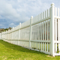 White fence landscape.